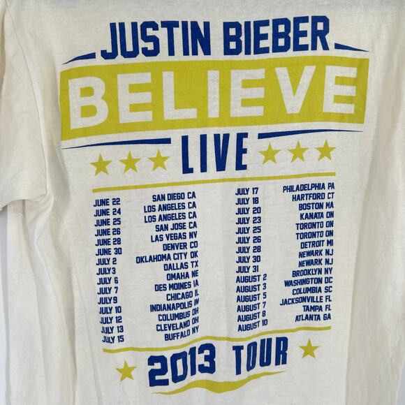 Justin Bieber Believe Tour Concert T Shirt 2013 Official Merch White Adult Med - Picture 3 of 7